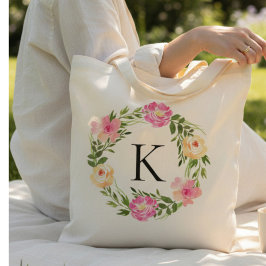Bolsa Tote Rosa Floral com Monograma 
