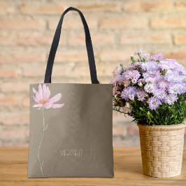 Bolsa Tote Rosa Floral Marrom Bege Elegante Chic