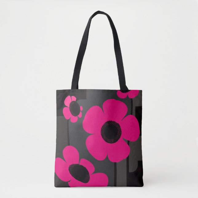 Bolsa Tote Rosa Floral Ousada | Flor Moderna Art D (Frente)