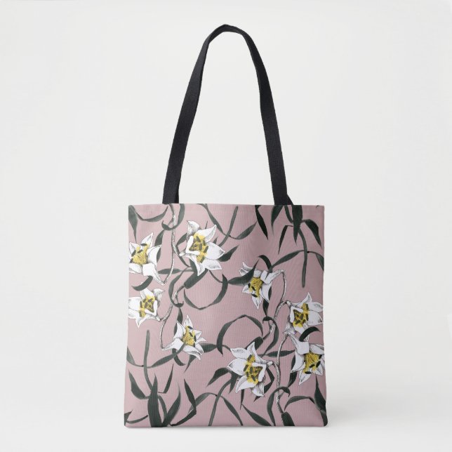 Bolsa Tote Rosa Floral: Padrão Desenhado À Mão Da Aquarela (Frente)