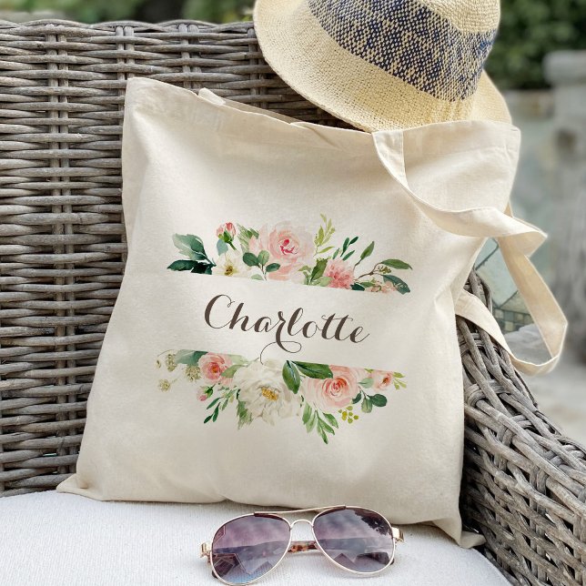 Bolsa Tote Rosa Floral Personalizada para Damas de (Criador carregado)