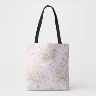 Bolsa Tote Rosa Floral Rosa & Margarida — Botânica Pastel
