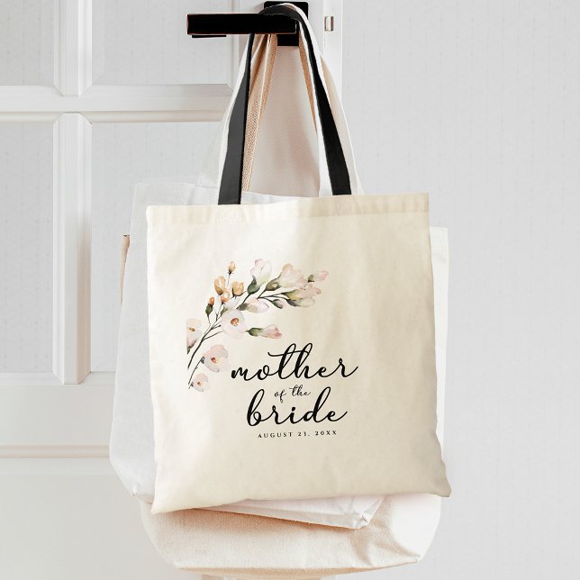Bolsa Tote Rosa Flores Mãe da Noiva (Blush Pink Floral Mother of the Bride Tote Bag)