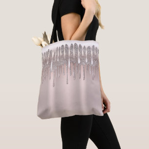 Bolsa Tote Rosa Gelo Dourado Diamante Brilho Glitter Gotejame