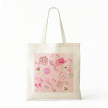 Bolsa Tote Rosa Kawaii feminina.