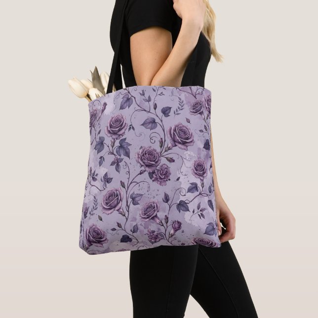 Bolsa Tote Rosa Lavanda Empoeirada Tons Sonhadores e Mal-humo (Close Up)