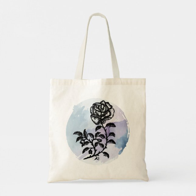 Bolsa Tote Rosa mágica de algodão em azul (Verso)
