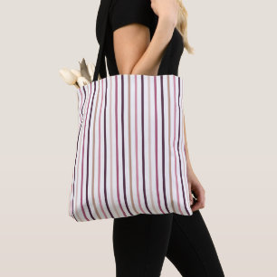 Bolsa Tote Rosa Malva e Listras Verticais Ameixa Estética
