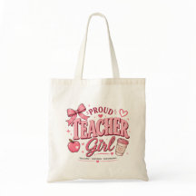 Bolsa Tote Rosa Menina Professora Orgulhosa