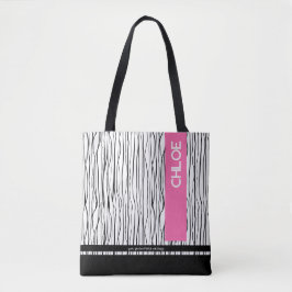Bolsa Tote Rosa Moderno e Preto Personalizado