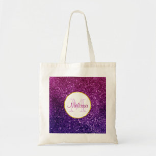 Bolsa Tote Rosa & monograma Sparkling roxo de pedras