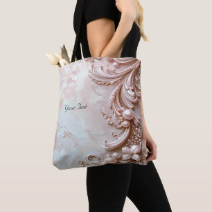 Bolsa Tote Rosa Ornata Pérola e Floral