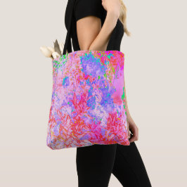 Bolsa Tote Rosa Pastel e Vermelho com Paisagem de Hortênsia A