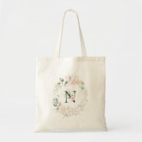 Rosa pastel, letra N, monograma floral