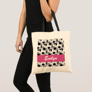 Bolsa Tote Rosa personalizado do teste padrão da bola de