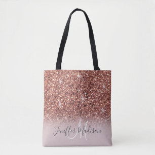 Bolsa Tote Rosa personalizado, Dourado, brilha, luxo 
