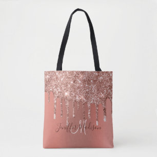 Bolsa Tote Rosa personalizado, Dourado, brilha, luxo