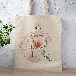 Bolsa Tote Rosa Petal Elegante - Letra R Monograma - Nome Per