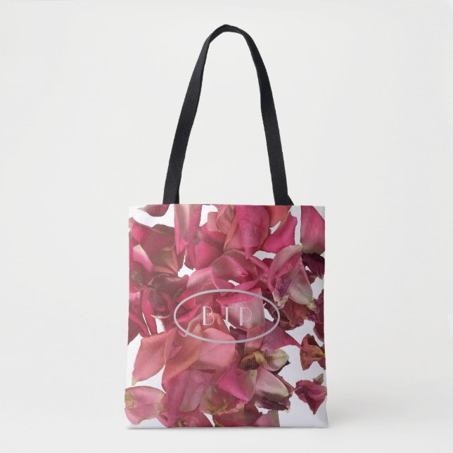 Bolsa Tote Rosa Petal Rosa Romântico Personalizado (Frente)