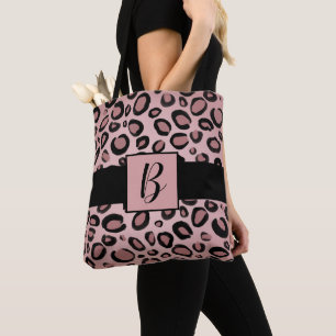 Bolsa Tote Rosa & pontos pintados preto do impressão do
