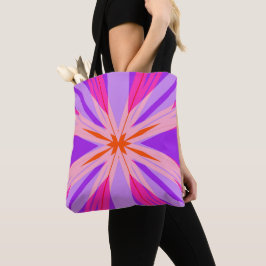 Bolsa Tote Rosa Púrpura Laranja Starburst Estrela Festiva Div