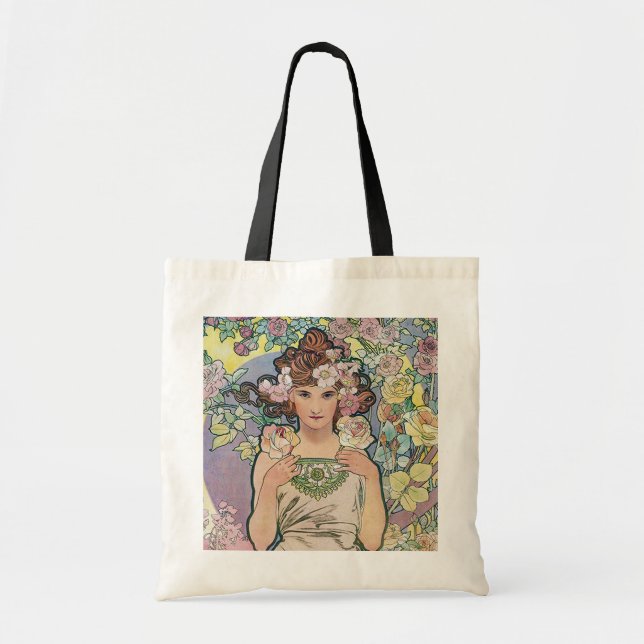 Bolsa Tote Rosa (Quatro Flores), Alphonse Mucha (Frente)