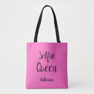 Bolsa Tote Rosa quente fúcsia personalizado nome da rainha de