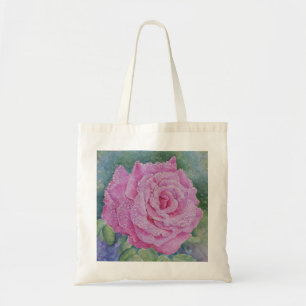 Bolsa Tote Rosa Rosa com Gotículas de Chuva 