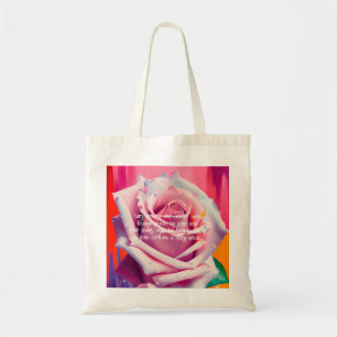Bolsa Tote Rosa Rosa Cor-de-Rosa Ousada em Flor Poema Boêmio 