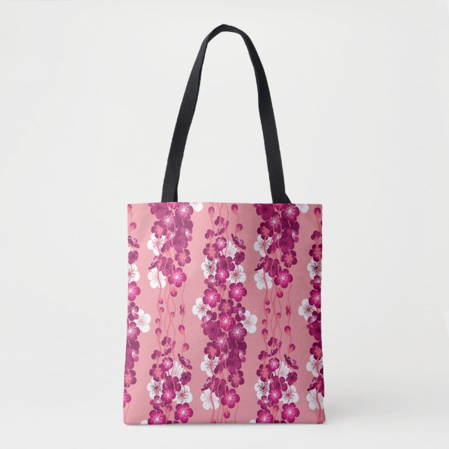 Bolsa Tote Rosa rosa floresce: fundo sem problemas. (Frente)