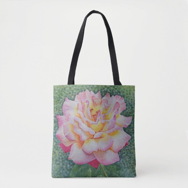 Bolsa Tote Rosa Rosa no Primavera (Frente)