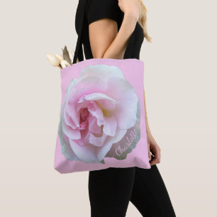 Bolsa Tote Rosa Rosa Rosa Rosa com Rosa claro personalizada