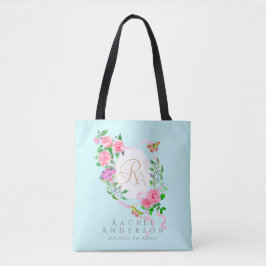 Bolsa Tote Rosa Rosa Rosa Rosa, Fita Chic Monograma Azul