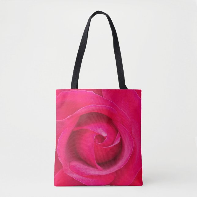 Bolsa Tote Rosa Rosa Rosa Vermelha Romântica (Frente)