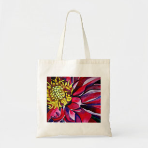 Bolsa Tote Rosa roxa Dahlia flor aquarela abstrato art