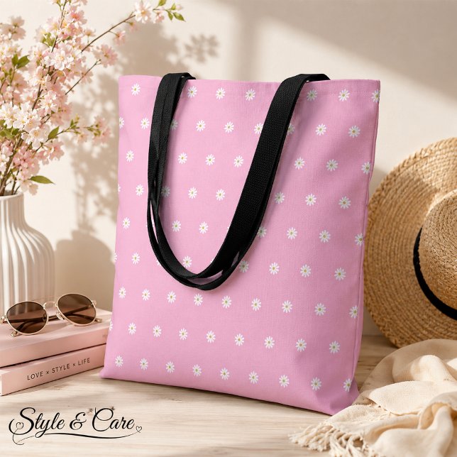 Bolsa Tote Rosa Suave com Padrão de Flor em Florad (Soft Pink Tote Bag with Blooming Flower Pattern)