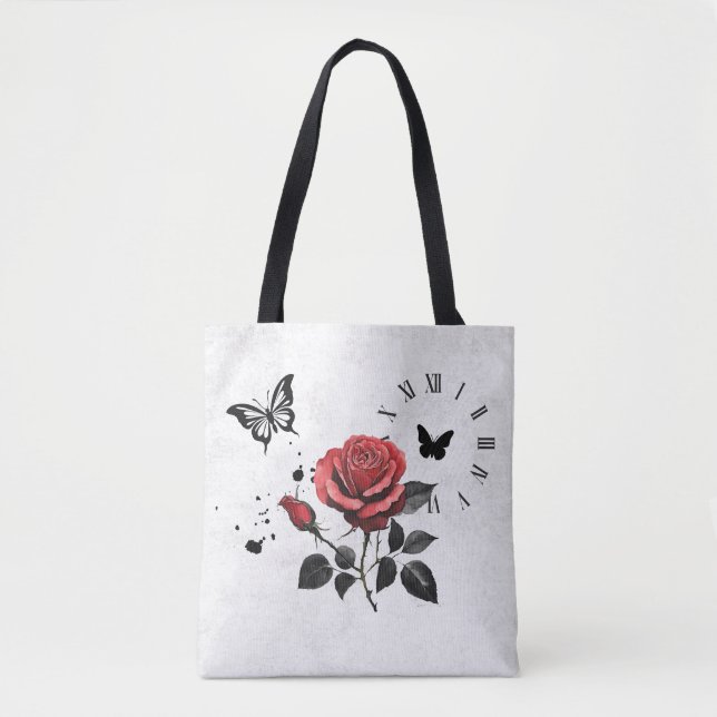 Bolsa Tote Rosa, Tinta e Tempo (Frente)