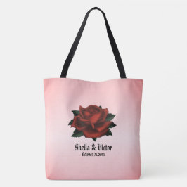 Bolsa Tote Rosa vermelha de Casamento Gótico Pessoal
