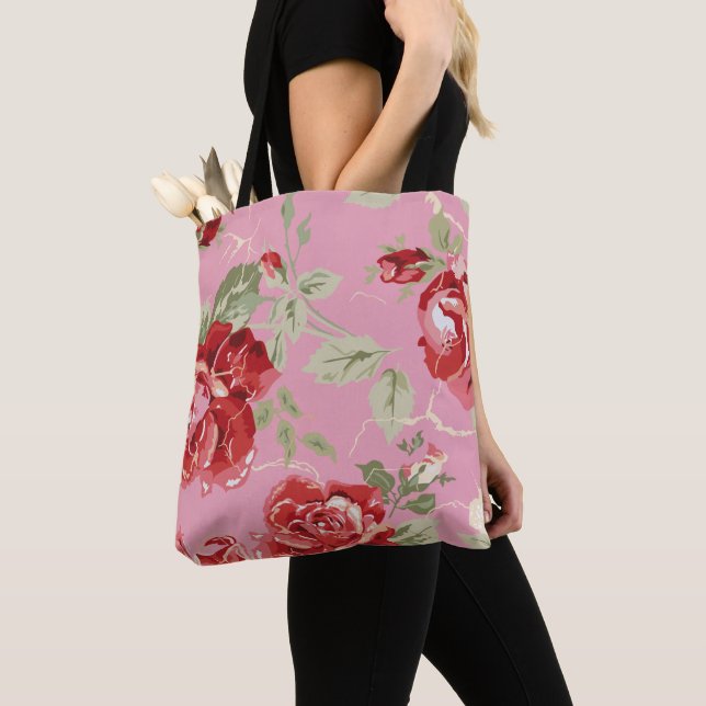 Bolsa Tote Rosa vermelha de impressão clássico de de, obrigad (Close Up)