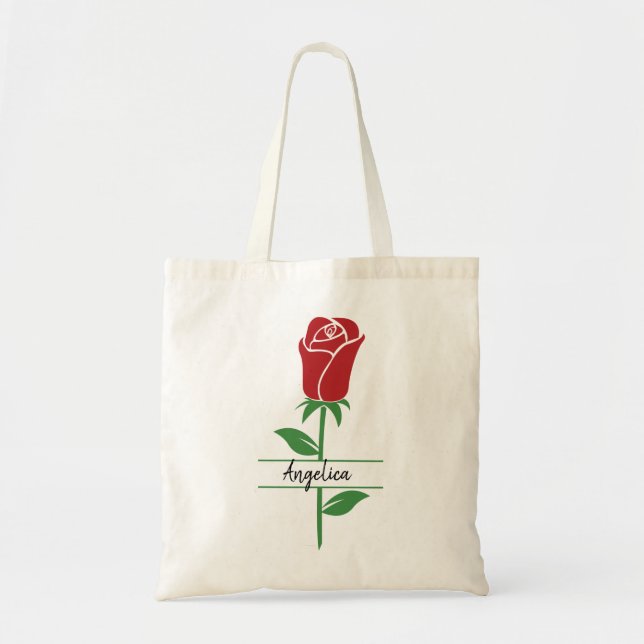 Bolsa Tote Rosa vermelha personalizada (Frente)