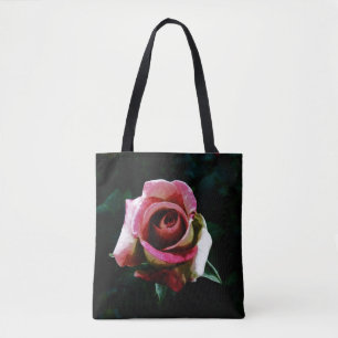 Bolsa Tote Rosa vermelha pintada a óleo