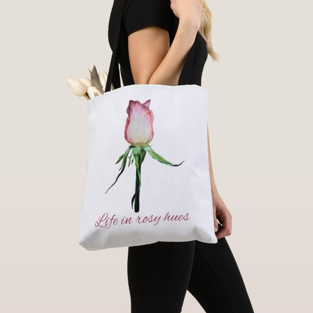 Bolsa Tote Rosa Vida em Tons Rosados Rosebud (Close Up)