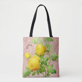 Bolsa Tote Rosas Amarelas Do Chique Vintage A Rosa Pálido