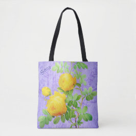 Bolsa Tote Rosas Amarelas Do Chique Vintage Em Lilac