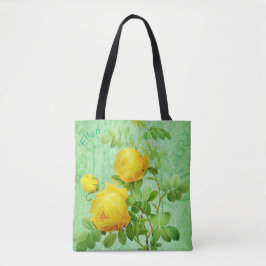 Bolsa Tote Rosas Amarelas Do Chique Vintage Em Verde Pálido