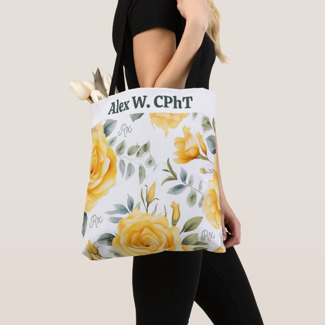 Bolsa Tote Rosas Amarelas Personalizadas e Barra de Totas de  (Close Up)