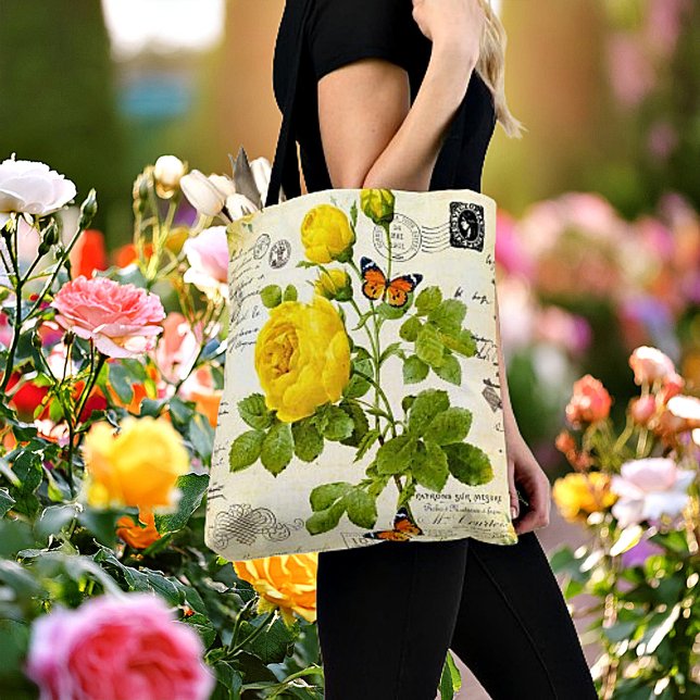 Bolsa Tote Rosas amarelas vintage (Criador carregado)