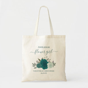 Bolsa Tote Rosas Aqua & Verde Água Elegante Menina das Flores