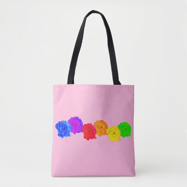 Bolsa Tote Rosas Arco-íris  (Frente)