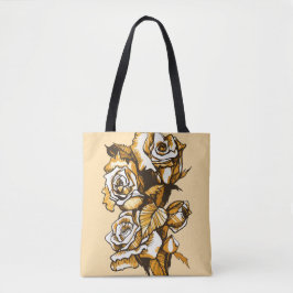 Bolsa Tote Rosas, arte floral gráfica, flores rosa florescent